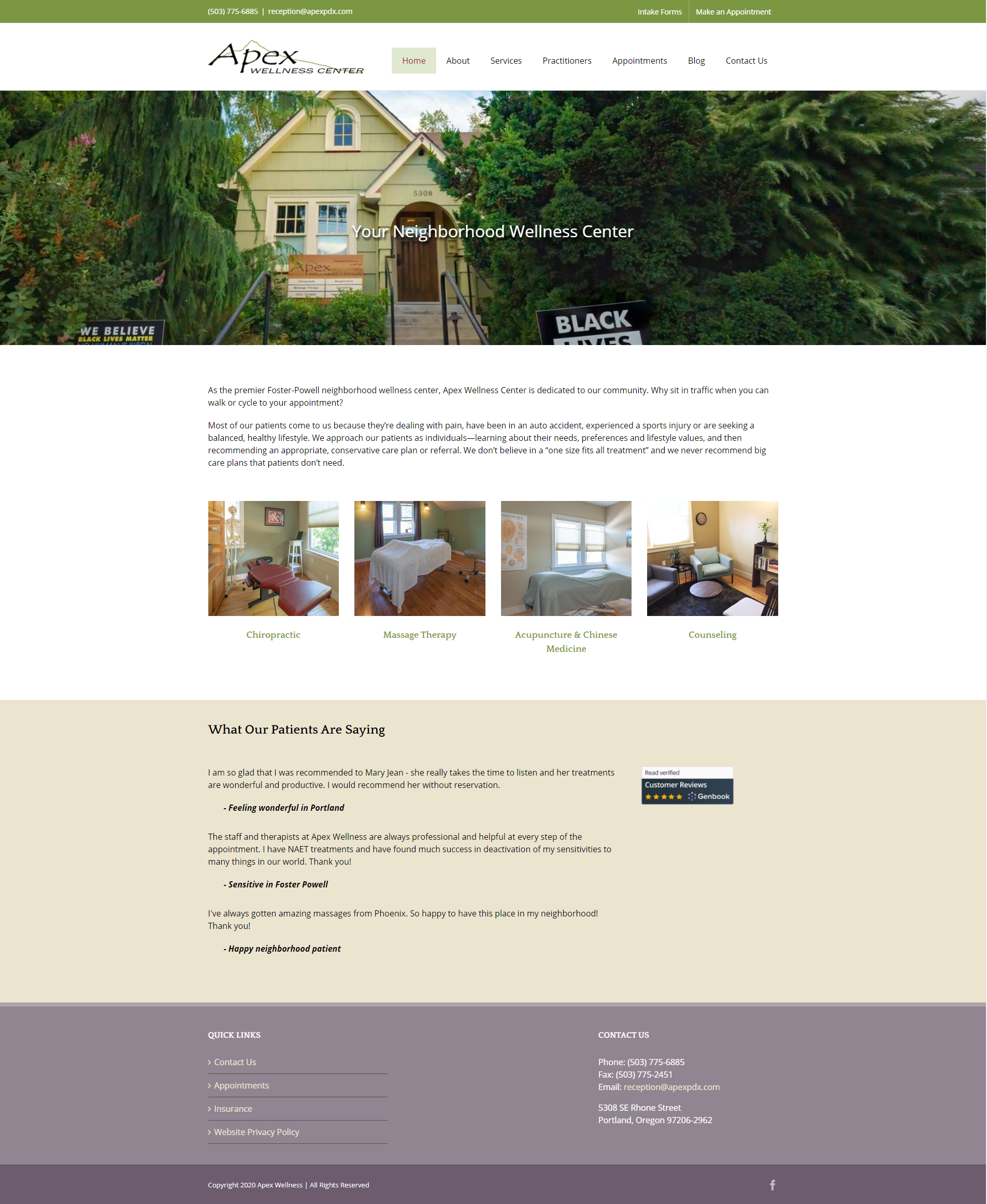 pageshot of ‘Home – Apex Wellness’ @ 2020-09-30-1716’18